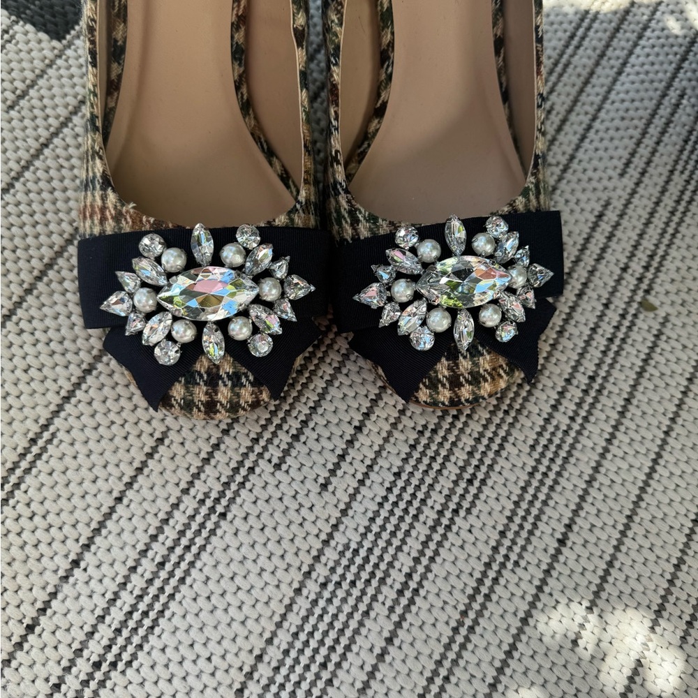 Kelly & Katie Elegant Plaid Heels with Crystal Embellishment size 8.5 - Picture 4 of 5